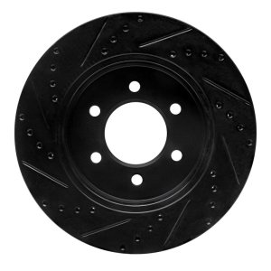 Ford E-350 Econoline Club Wagon Brake Rotor (1) - Rear Right - R1 Concepts - Drilled & Slotted - Black - `99-`07